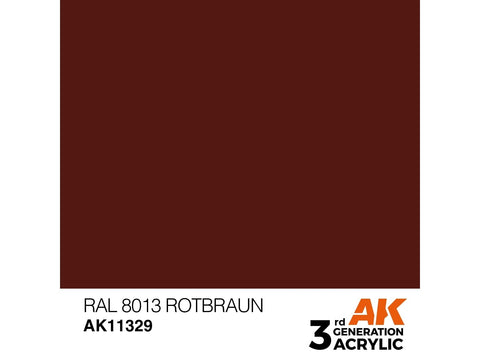 AK Interactive RAL 8013 Rotbraun akriliniai dažai karinei technikai 17ml