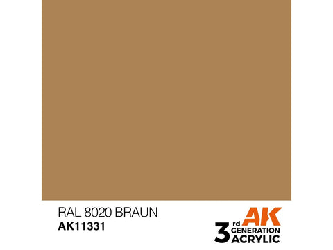 AK Interactive RAL 8020 Braun akriliniai dažai karinei technikai 17ml
