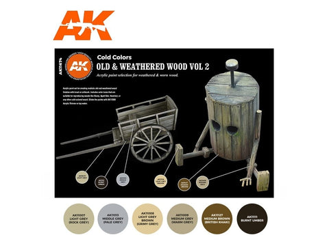 AK Interactive 3Gen akriliniai dažai sendinto medžio efektams, 6 vnt.