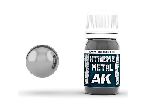 AK Interactive Xtreme Metal nerūdijančio plieno emaliniai dažai 30ml