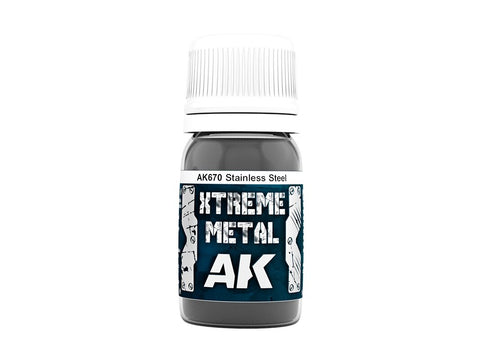 AK Interactive Xtreme Metal nerūdijančio plieno emaliniai dažai 30ml