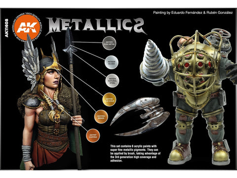 AK Interactive metalinių akrilinių dažų rinkinys modeliui, 6 spalvos