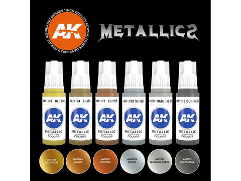 AK Interactive metalinių akrilinių dažų rinkinys modeliui, 6 spalvos