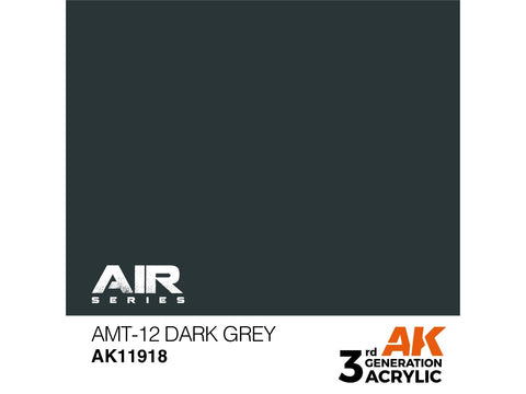 AK Interactive AMT-12 tamsiai pilki akriliniai dažai AIR modeliams, 17 ml