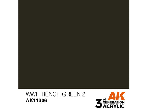 AK Interactive WWI French Green 2 akriliniai dažai AFV, 17 ml karinei technikai