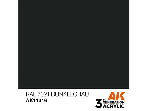 AK Interactive RAL 7021 Dunkelgrau akriliniai dažai karinei technikai 17ml
