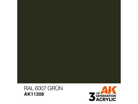 AK Interactive RAL 6007 žalia AFV 3rd gen akriliniai dažai 17 ml