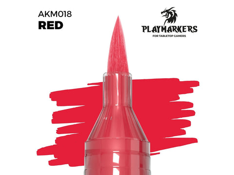 AK Interactive PLAYMARKER raudonas akrilinis dažų žymeklis, teptuko galiukas