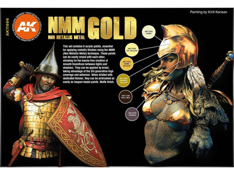 AK Interactive NMM Auksas 3rd Gen akrilinių dažų rinkinys, 6 vnt