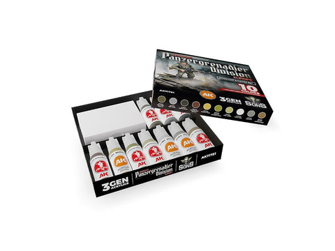 AK Interactive Wargame WWII Panzergrenadier dažų rinkinys 10 spalvų + figūrėlė