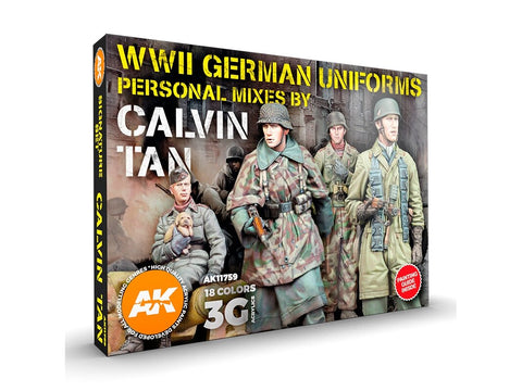 Akrilinių dažų rinkinys „Calvin Tan“ WW2 vokiečių uniformoms, 18 spalvų