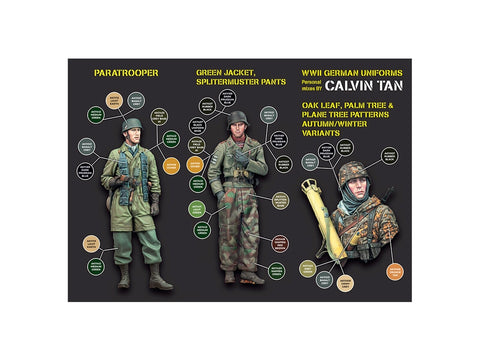 Akrilinių dažų rinkinys „Calvin Tan“ WW2 vokiečių uniformoms, 18 spalvų