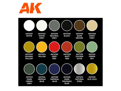 AK Interactive Napoleono uniformų akrilinių dažų rinkinys, 18 spalvų