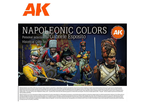AK Interactive Napoleono uniformų akrilinių dažų rinkinys, 18 spalvų