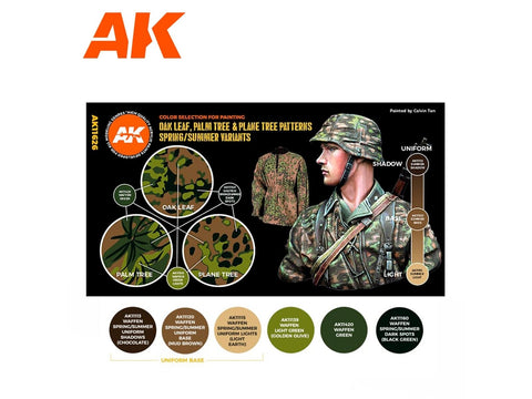 AK Interactive Waffen-SS pavasario/vasaros kamufliažo dažų rinkinys 3Gen