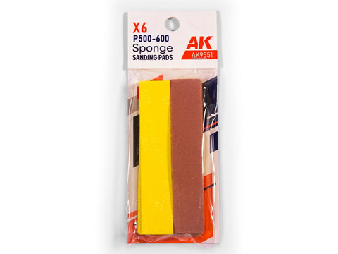 AK Interactive šlifavimo kempinėlės P500-600, 6 vnt.