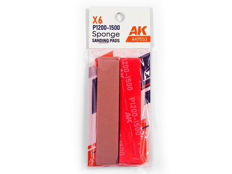 AK Interactive šlifavimo kempinėlės P1200-1500, 6 vnt.