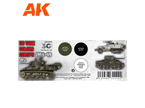 AK Interactive US tankų spalvos Europa 1944-45 akrilinių dažų rinkinys