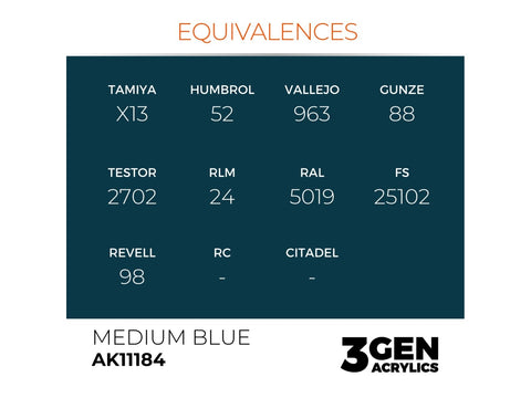 AK Interactive 3rd Gen akriliniai dažai Medium Blue 17 ml AK11184