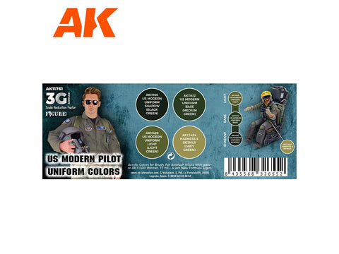 AK Interactive US pilotų uniformų akrilinių dažų rinkinys 3rd Gen