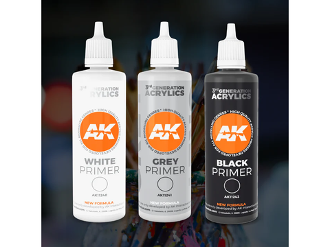 AK Interactive 3 kartos baltas akrilinis gruntas, 100 ml