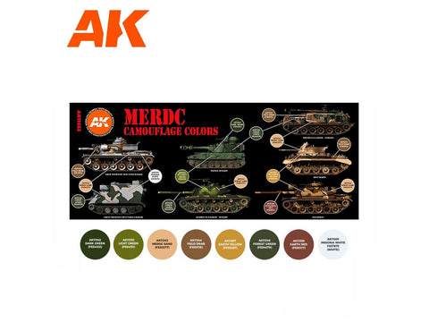 AK Interactive MERDC kamufliažo akrilinių dažų rinkinys, 8 spalvos