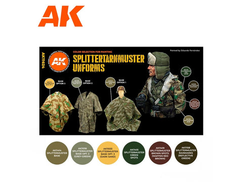 AK Interactive Splittertarnmuster uniformų 3Gen akrilinių dažų rinkinys