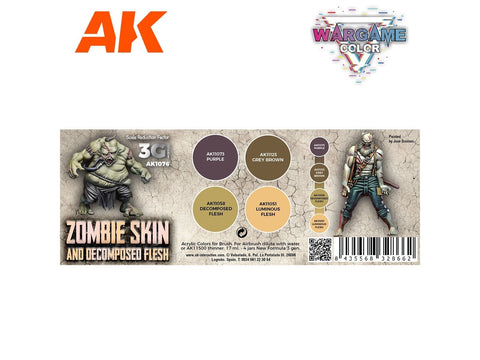 AK Interactive Wargame Zombie odos akrilinių dažų rinkinys 3Gen