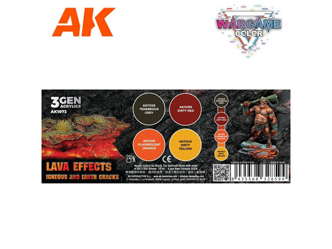 AK Interactive Wargame Lava efektų akrilinių dažų rinkinys 3Gen