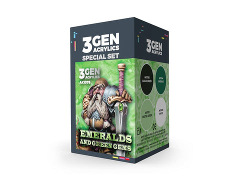 AK Interactive Wargame akriliniai dažai „Emeralds & Green Gems“ 4 vnt.
