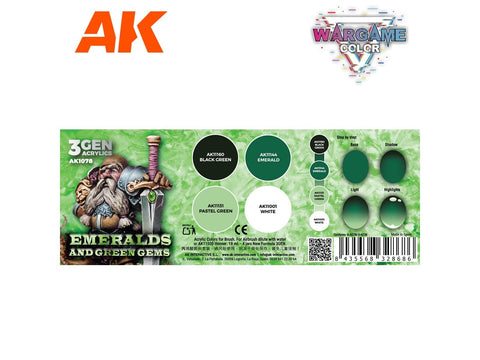 AK Interactive Wargame akriliniai dažai „Emeralds & Green Gems“ 4 vnt.