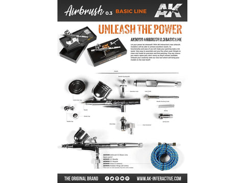 AK Interactive Basic Line aerografas 0.3 mm, dvigubo veikimo, gravitacinis