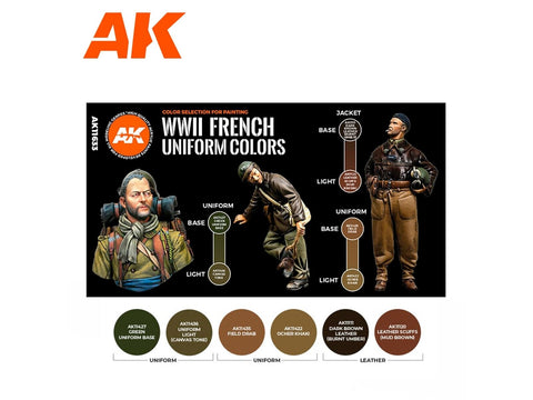 AK Interactive Prancūzų uniformų WWI/WWII akrilinių dažų rinkinys