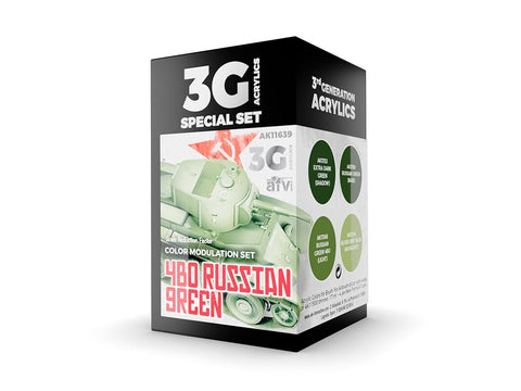 AK Interactive 4BO Russian Green moduliacijos akrilinių dažų rinkinys