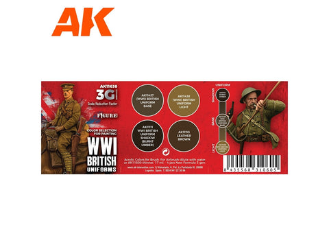 AK Interactive WWI britų uniformos akriliniai dažai 3Gen rinkinys