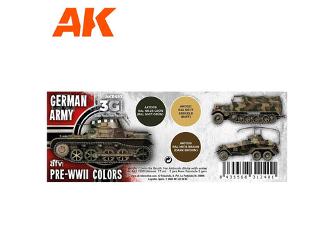 AK Interactive Vokiečių kariuomenės spalvų 3 kartos akrilų rinkinys