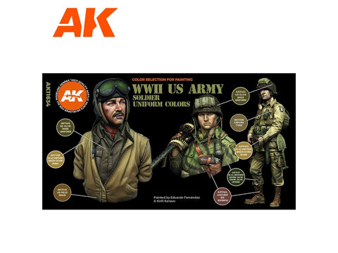 AK Interactive WW2 JAV kariuomenės 3Gen akrilinių dažų rinkinys