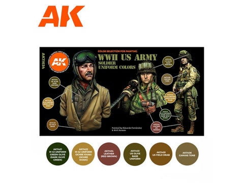 AK Interactive WW2 JAV kariuomenės 3Gen akrilinių dažų rinkinys