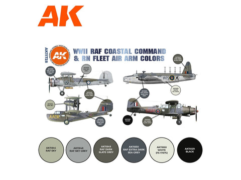AK Interactive RAF WW2 Coastal & Fleet Air Arm akrilinių dažų rinkinys