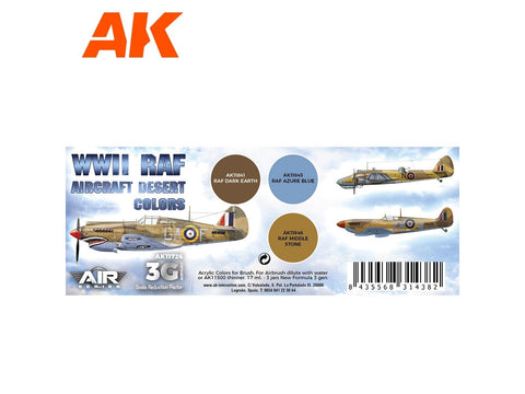 AK Interactive RAF WWII dykumos kamufliažo akrilinių dažų rinkinys 3vnt