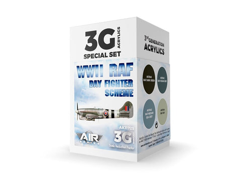 AK Interactive RAF Day Fighter Scheme akrilinių dažų rinkinys 3 kartos