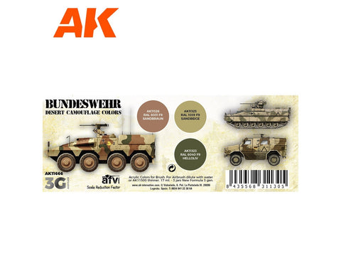 AK Interactive Bundeswehr dykumos kamufliažo akrilinių dažų rinkinys