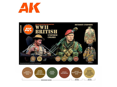 AK Interactive WW2 britų uniformų akrilinių dažų rinkinys 3Gen