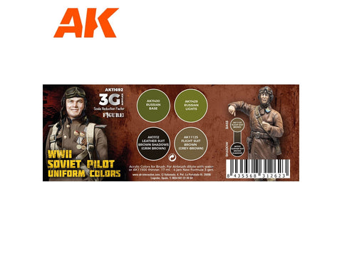 AK Interactive WW2 sovietų pilotų uniformų akriliniai dažai 4 vnt.