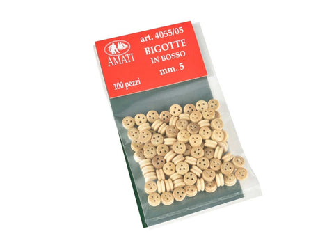 Amati buksmedžio jufersai 5 mm, 100 vnt. laivų modeliams (4055.05)