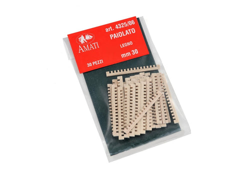 Amati smulkios medinės grotelės 30 mm, 30 vnt. laivų modeliams