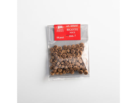 Amati graikinio riešuto jufersai 7 mm, 100 vnt., laivų modeliams