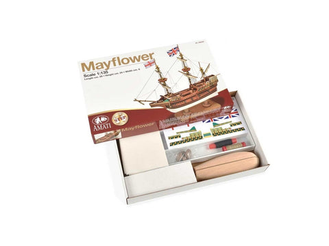 Amati Mayflower medinis laivo modelio rinkinys 1:135, pradedantiesiems 29 cm