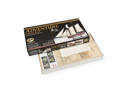 Amati piratų laivo Adventure medinis surenkamas modelis 1:60, 37 cm