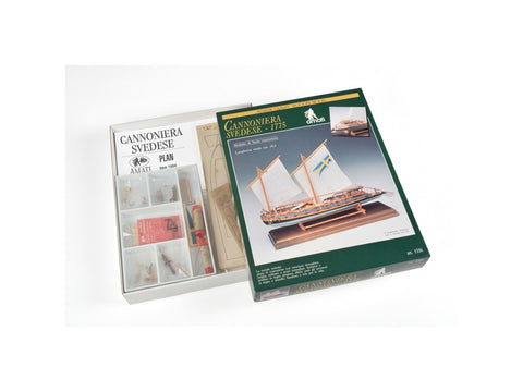 Amati švediška kanonierinė valtis – medinis modelio rinkinys B1550, 34,5 cm